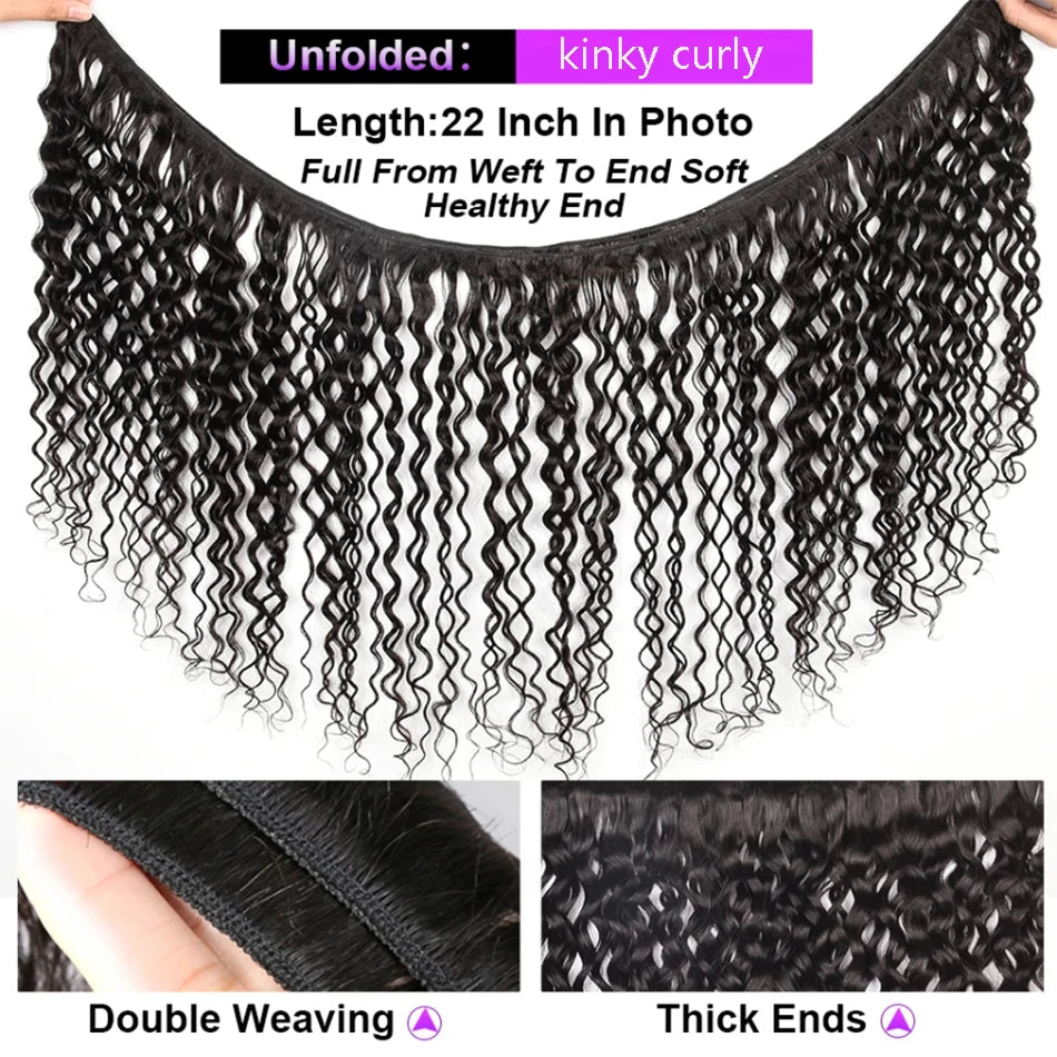 Brazillian Kinky Curly Hair Bundles With Closure Remy Human Hair Weave 3 Bundles with Closure Human Hair Extension capelli umani