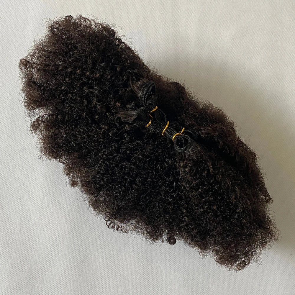 Mongolian Raw Hair Fluffy Afro Kinky Curly Bundles Hair Extension Human Hair Remy Hair Double Drawn Women's Bundles Natural Hair