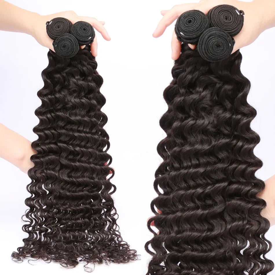 Brazilian Deep Curly Wave Hair Bundles 1/3 Pieces Real Human Hair Bundles 10A 12-32 Inch Remy Human Hair Extensions For Women