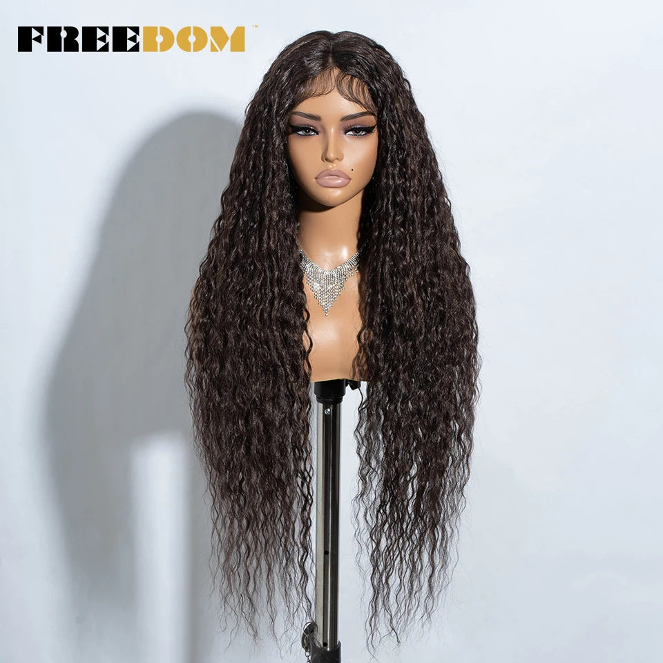 FREEDOM Synthetic Lace Front Wigs 34 Inch Super Long Curly Lace Wigs For Women Ombre Brown Lace Front Cosplay Wigs