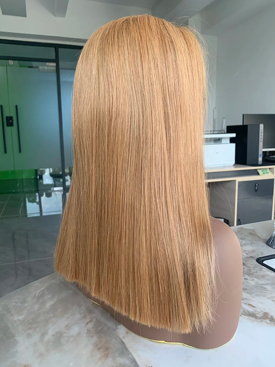 Raw Vietnamese 250 Density Human Hair Lace Frontal Wigs Straight 27 Honey Blonde Colored 13x4 Bob Wig Lace Front Human Hair Wigs