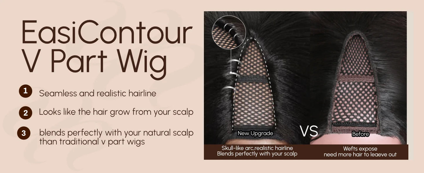 UNICE Hair Kinky Curly V Part Wig 100% Human Hair Upgrade U Part Wig No Leave Out EasiContou V Part Wig With Elastic Drawstring