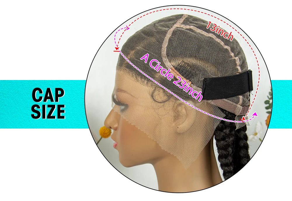 KIMA Cornrow Box Braided Wig Synthetic Full Lace Wigs for Africa Women Men Braids Wig with Baby Hair