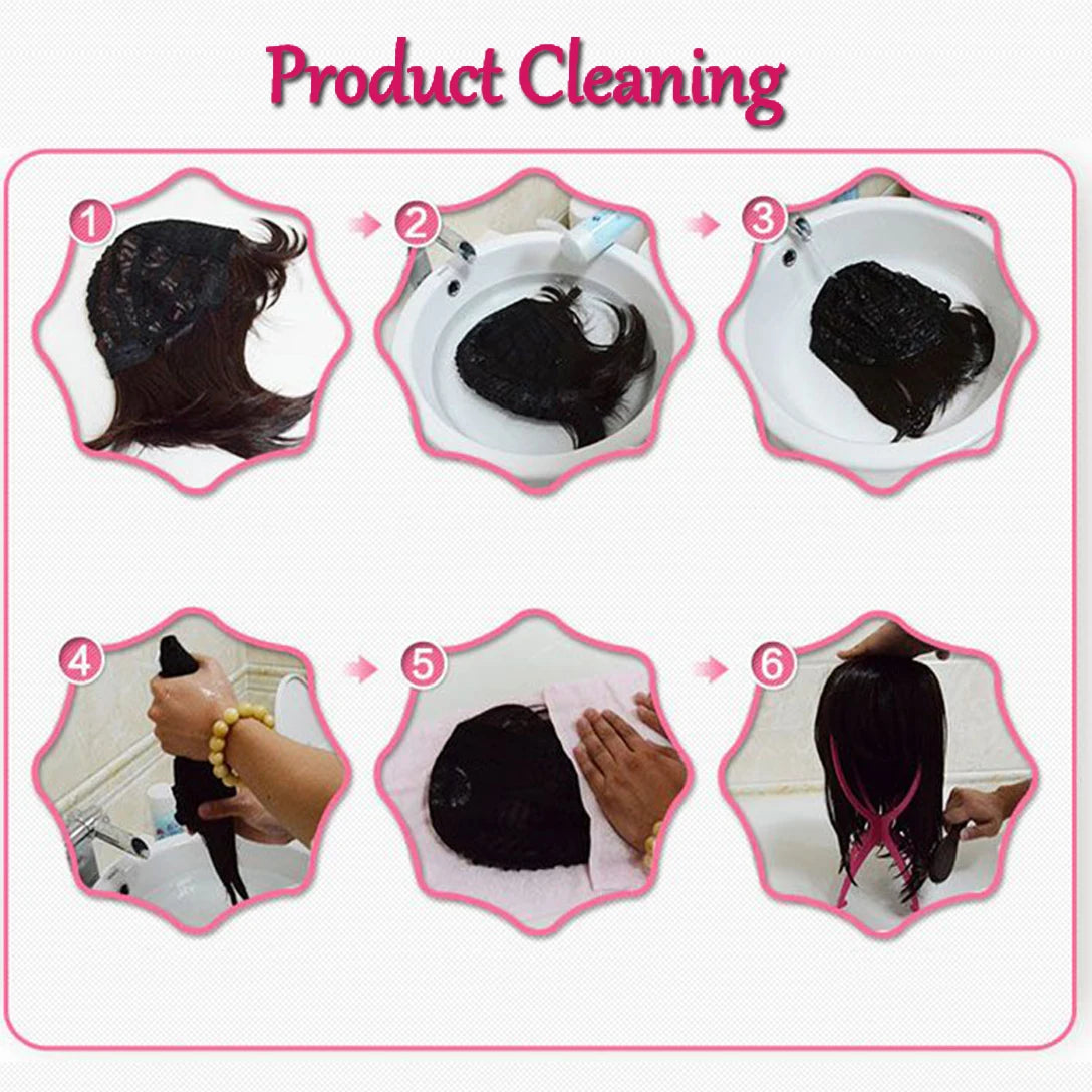 60cm Synthetic Middle Part Topper Hairpiece with Bangs Clip-In Bangs Extension Natural Invisible Clourse Hairpiece for Women