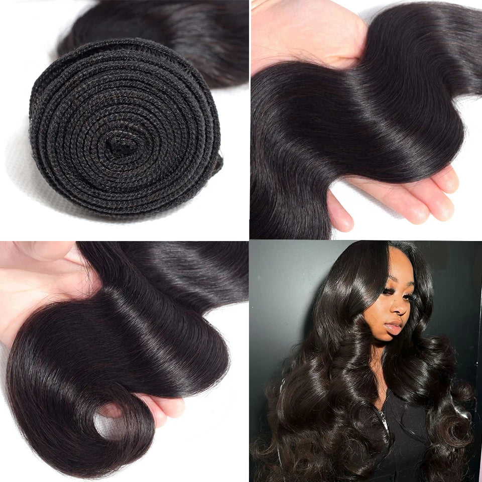 Yyong Body Wave Bundles 1/3/4 Bundles Brazilian Human Hair Weave Bundles 8-32 Inches Remy Human Hair Extensions