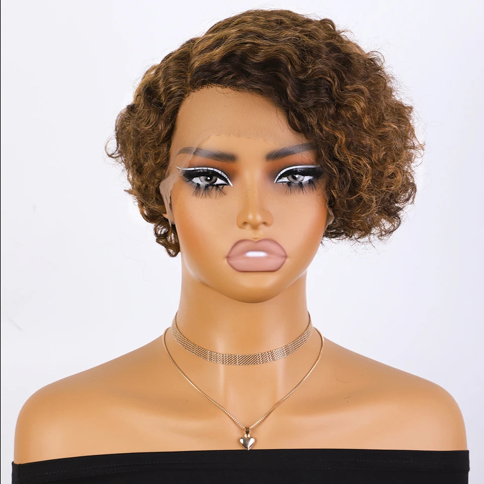 Black Pearl Pixie Wig Short Bob Wigs Curly Wigs Human Hair Wigs For Women 13x6x1 Lace Front Wigs Pelucas De Cabello 100 Humano