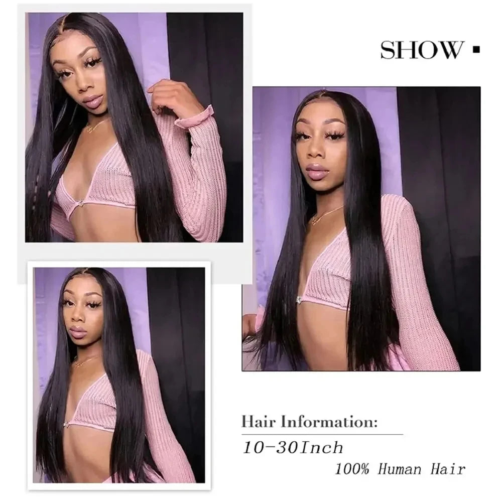 Straight Bundles With Closure Human Hair 10-30 Inch 100% Brazilian Extensions Natural Black Raw Hair With Hd Glueless Closure