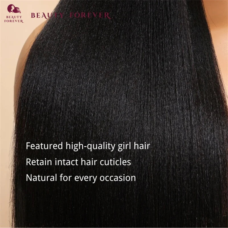 Beautyforever Real Natural 100% Human Hair Bundles Yaki Straight High Quality Brazilian Remy Human Hair Weft 3 Bundles