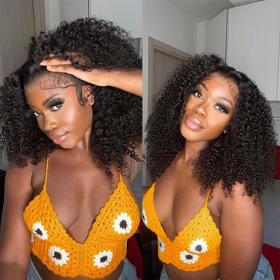 13X4 Mongolian Kinky Curly Lace Front Wigs For Women Preplucked With Baby Hair Curly 12A Human Hair Wigs Deep Curls Wig