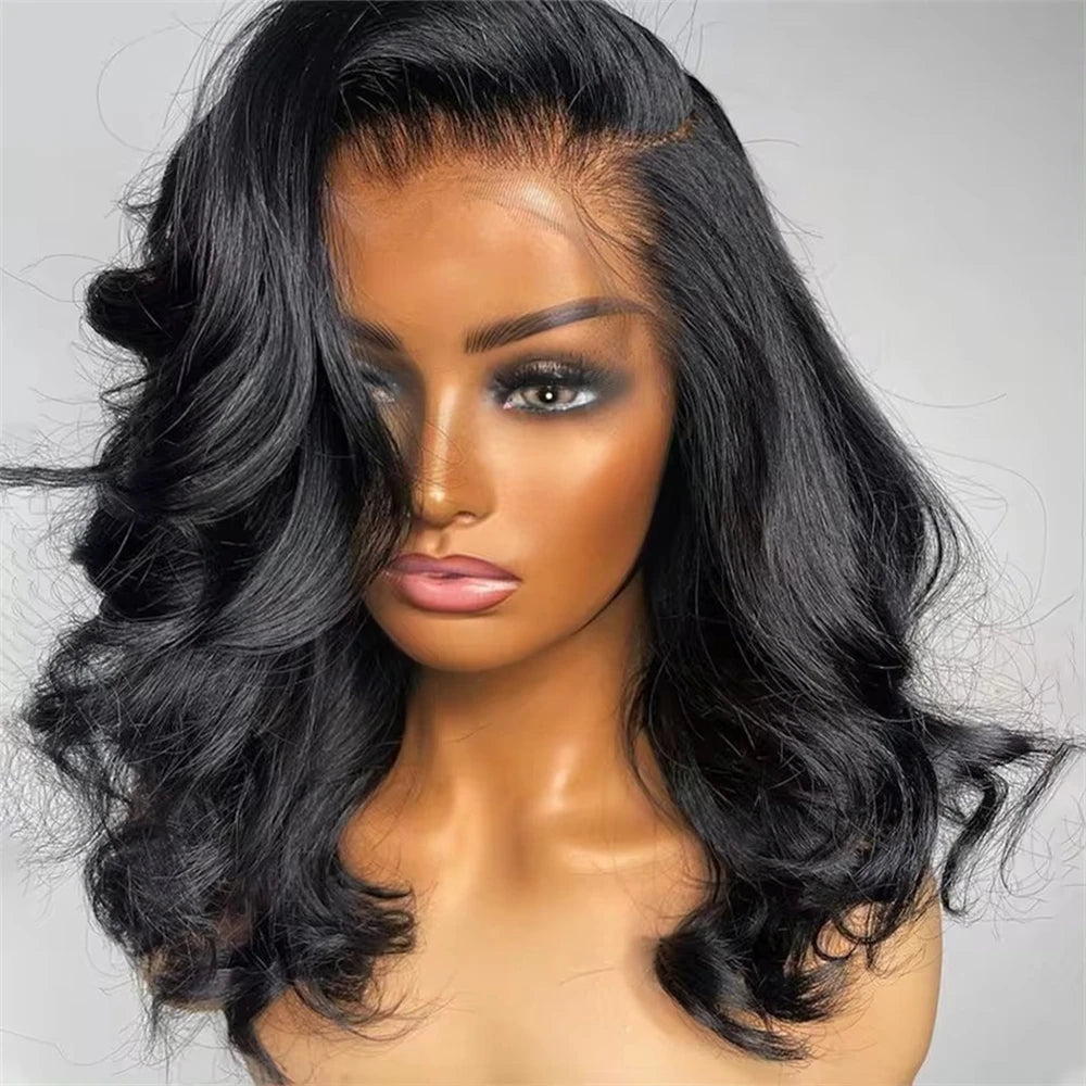 Brazilian Body Wave Short Bob Human Hair 13x4 Transparent Lace Front Human Hair Wigs 4x4 Lace Closure Pre Plucked Frontal Wigs