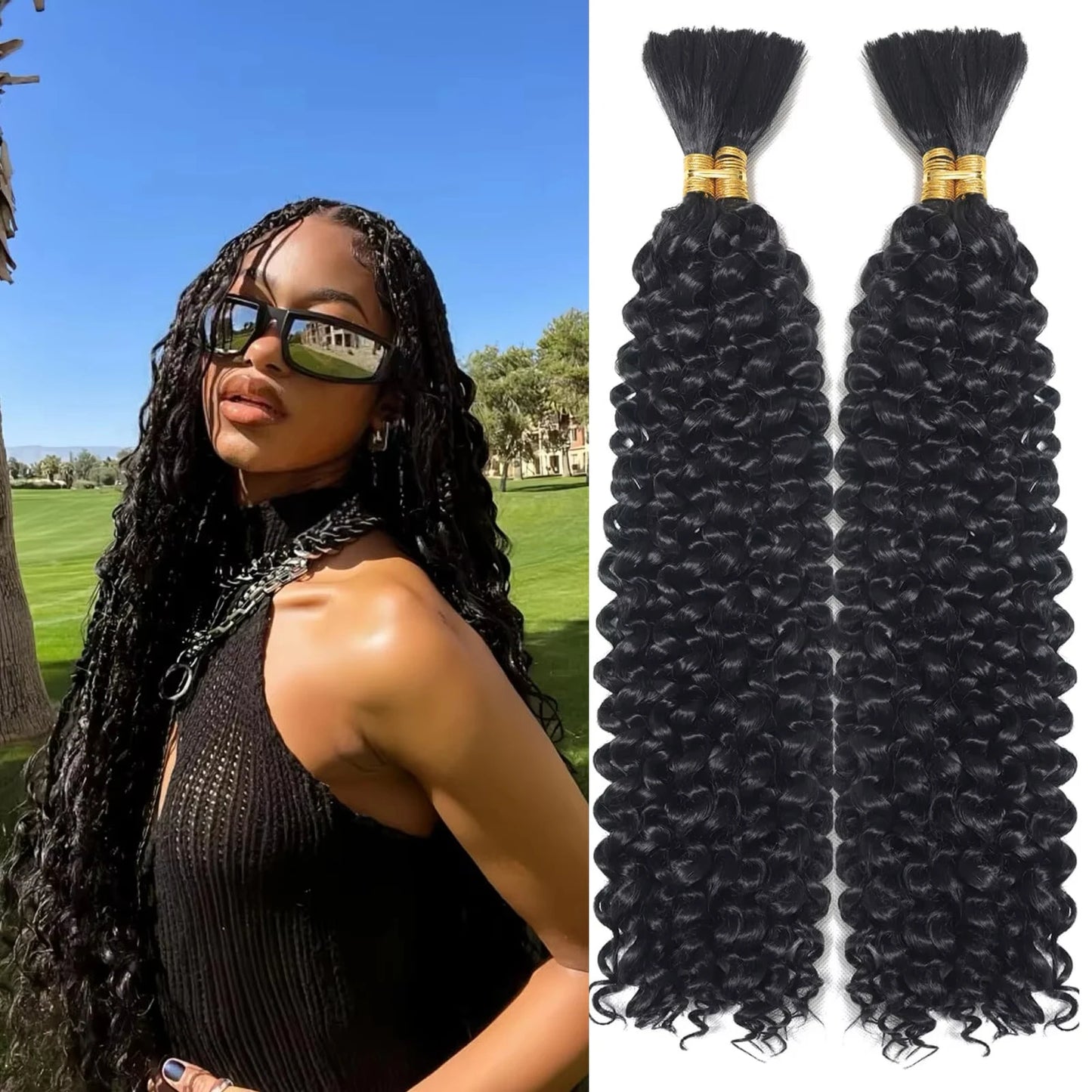 Mambo Human Hair Braiding Bundles Water Wave Hair Braids Extension Deep Wave Bulks Curly Virgin for Boho Braids Human Hair