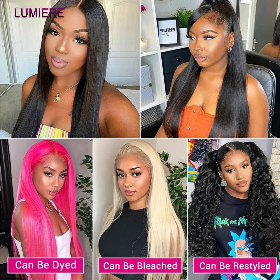 Raw Indian Bone Straight Bundles with HD Transparent Lace Closure 5x5 6x6 Frontal And Bundles 30 40 Inche Human Hair Double Weft
