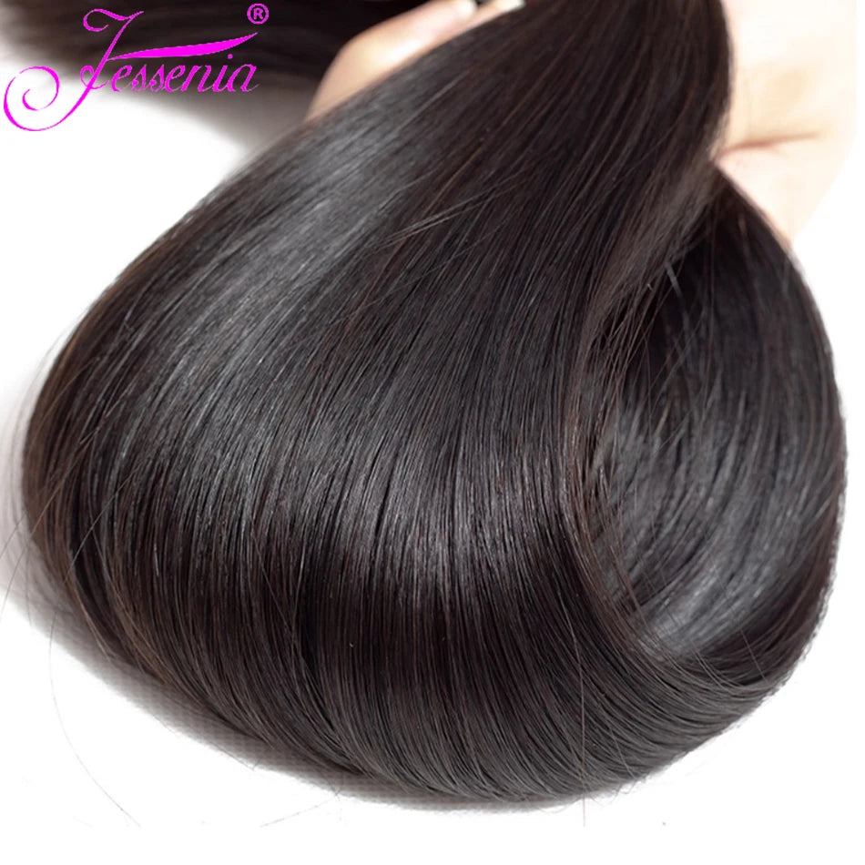 12A Raw Straight Virgin Hair Bundles With HD Frontals Meche Bresilienne Brazilian Born Straight Human Hair 3 Bundle With Closure