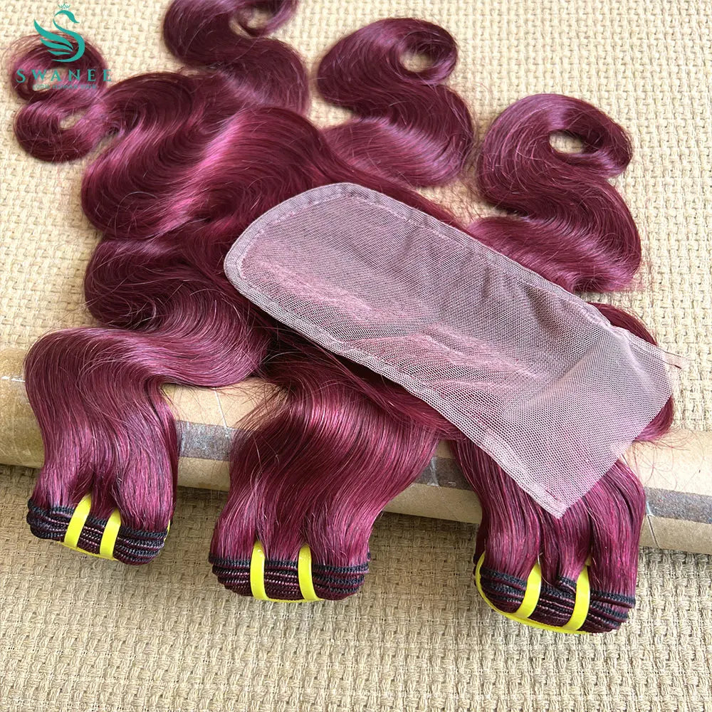 99J Body Wave Bundles With Closure 100% Human Hair Weave Bundles With 4x6 Lace Closure Hair Extension 4 Bundles Remy
