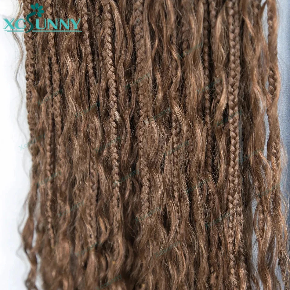 Ombre Crochet Boho Box Braids With Human Hair Curls Pre Looped Color 1b 4 1b 27 Crochet Box Braids Human Hair With Curly End