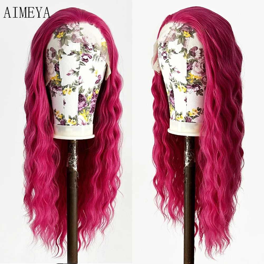 AIMEYA Synthetic Lace Front Wigs for Women Natural Hairline Synthetic Hair Lace Wig Long Brown Wig PrePlucked Cosplay Woman Wigs
