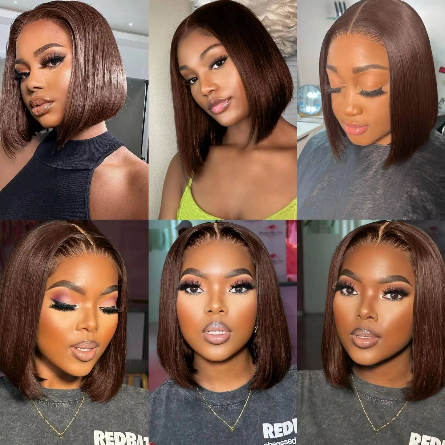 YOCYTU Chocolate Brown Lace Front Wigs 12 Inch Glueless Wigs Human Hair For Women 4X4 Bob Wig Human Hair 3 Days Delivery France