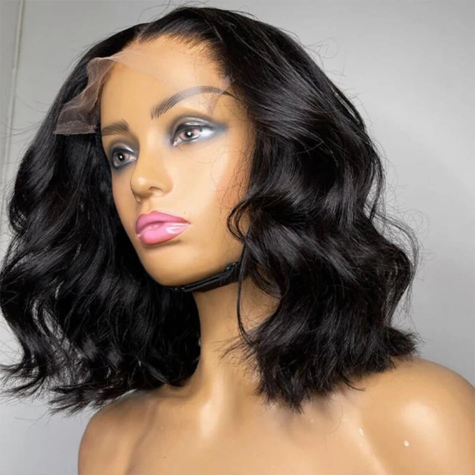 12A Short Loose Body Wave Bob Wig Brazilian Virgin Human Hair Lace Front Wigs 13X4 Transparent Body Wave Frontal Closure Wigs