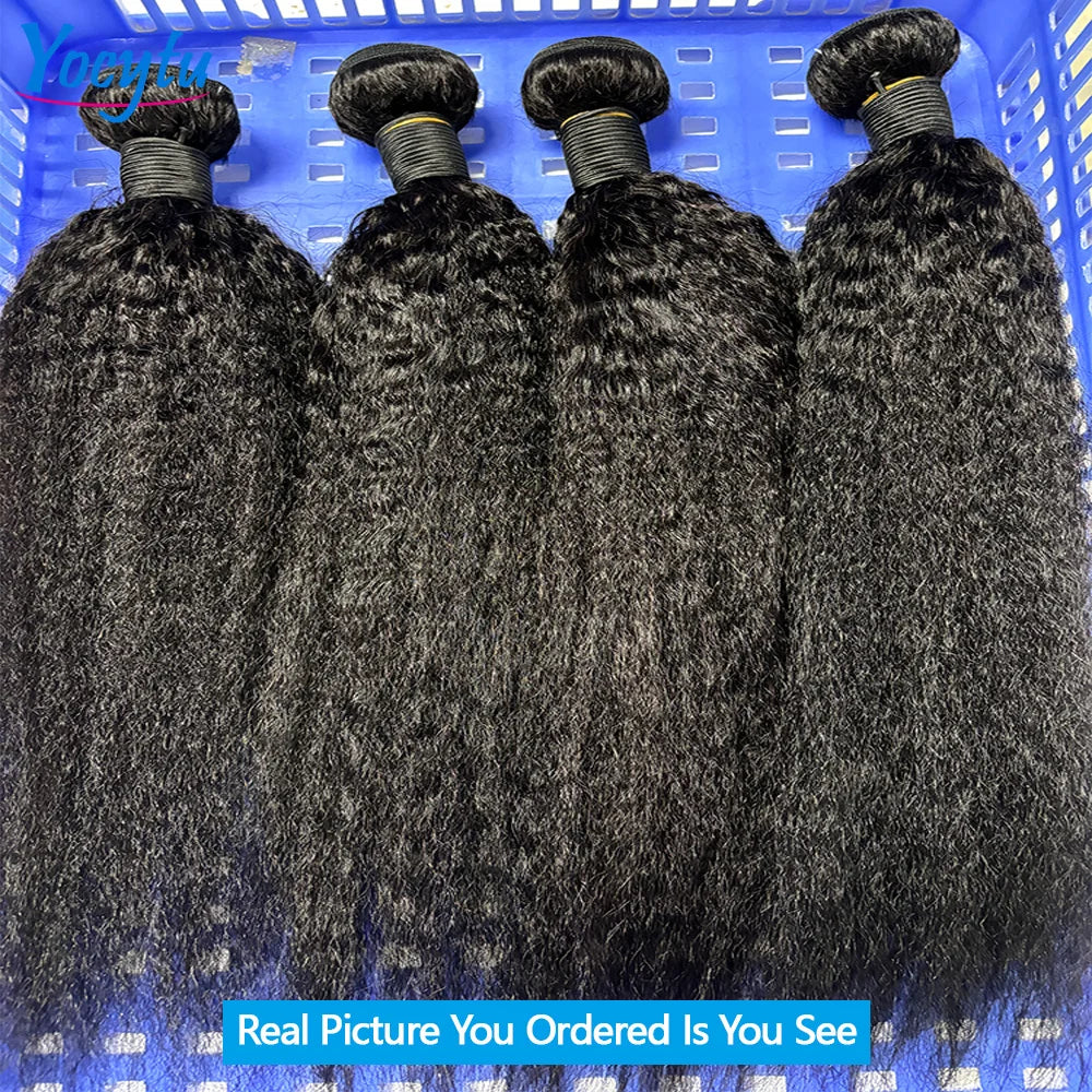 12A Top Quality Kinky Straight Bundles 24 Inch Human Hair Bundles 3 Days Delivery YOCYTU Yaki Straight Bundles 100% Human Hair