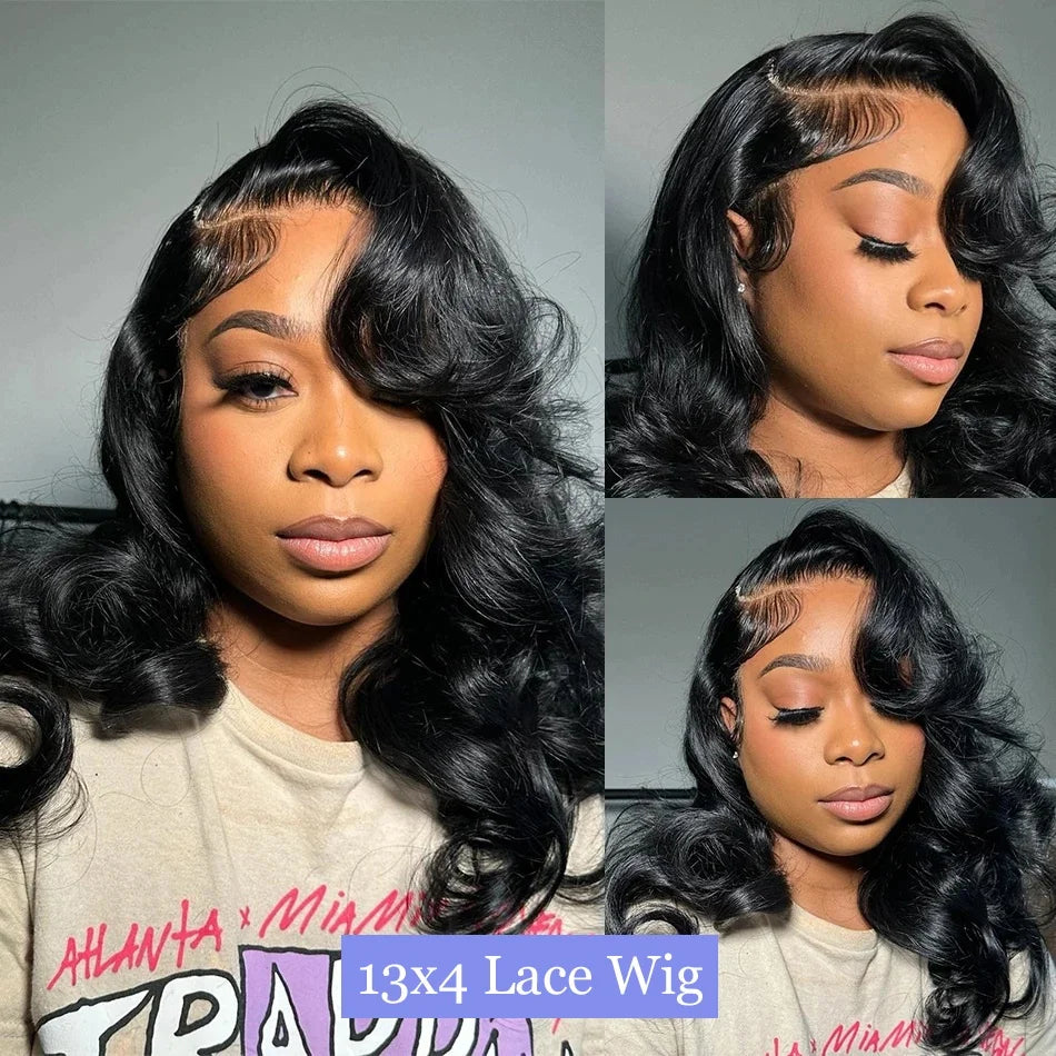 Body Wave Bob Wig Short Wigs 13X4 Lace Front 100% Human Hair 200 Density Transparent Lace Closure Wig PrePlucked With Baby Hair