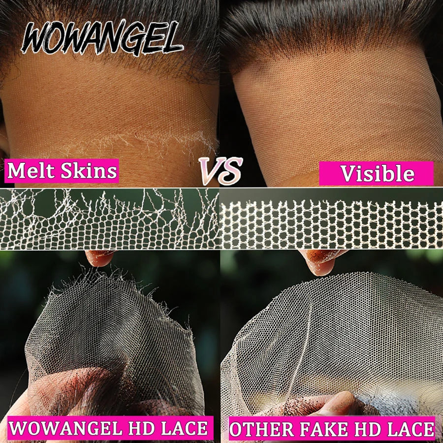 Wow Angel 34in Deep Wave Wigs 5x5 HD Lace Closure Wigs Melt Skins Glueless Human Hair Wigs Wear To Go Brazilian Hair For Women