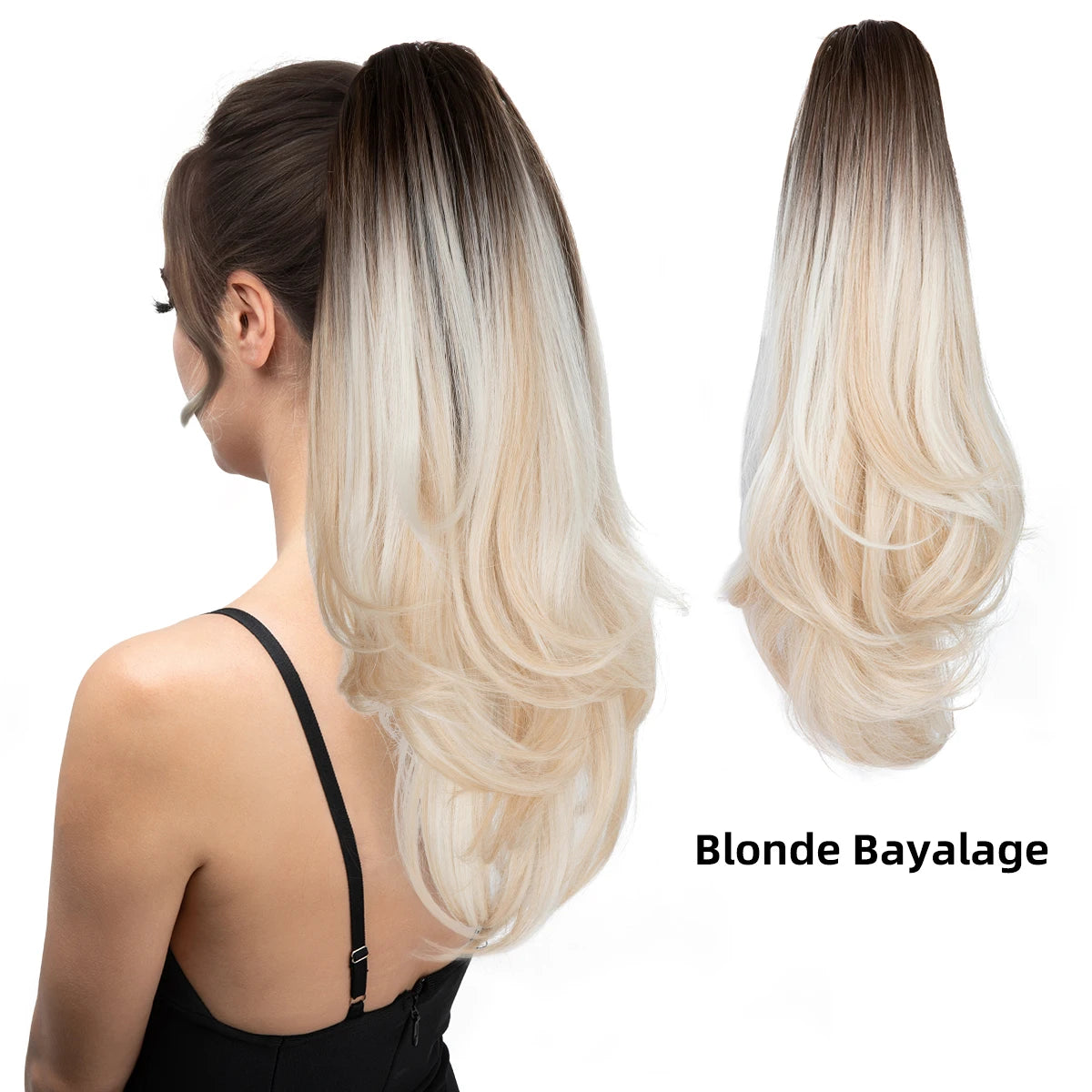 SARLA Premium Synthetic Claw Clip In Ponytail Hair Extensions Long Hairpiece Silky Straight Fake Pigtail With Band For Women