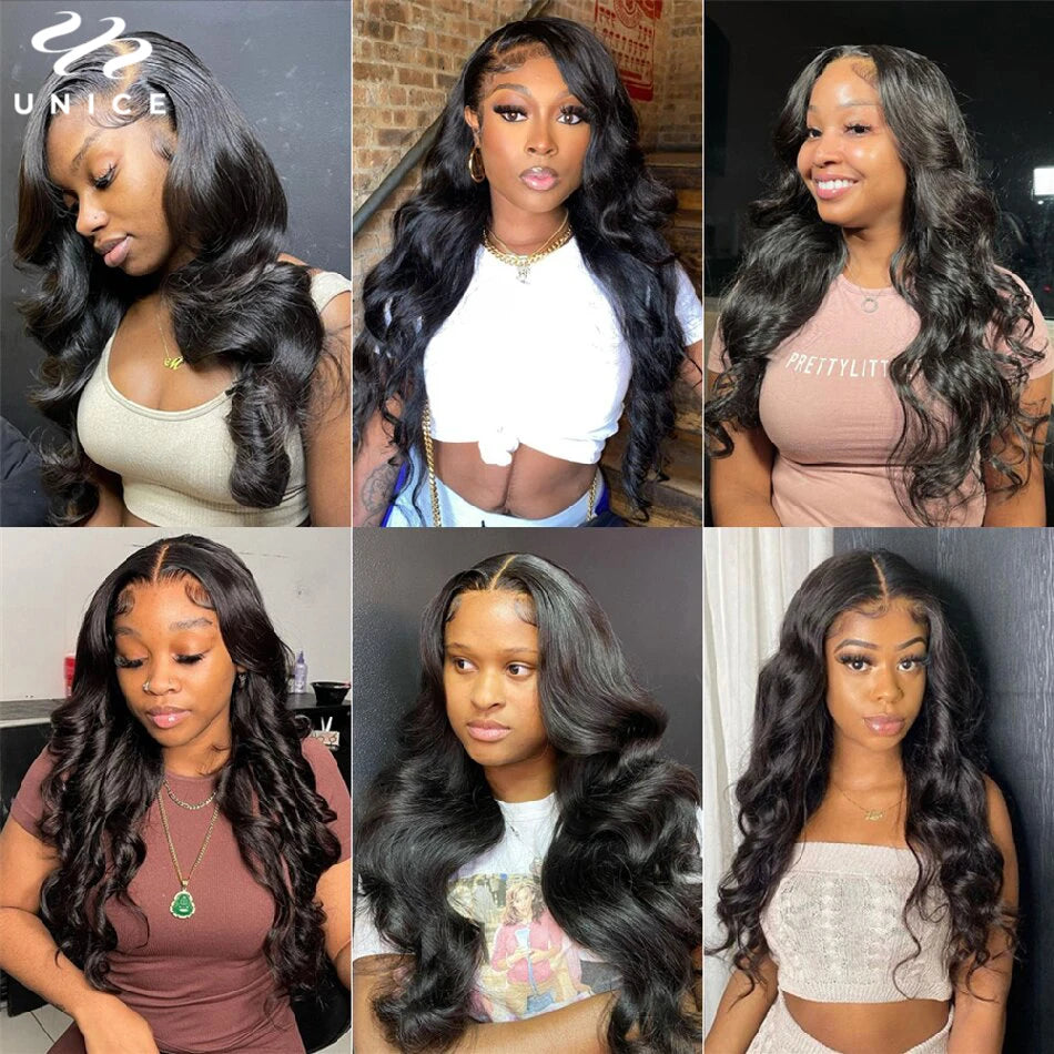 Unice Hair Natural Black Body Wave Bundles 1/3/4 PCS Deal 100% Human Hair Bundles Sew In Bundles Quick Weaves