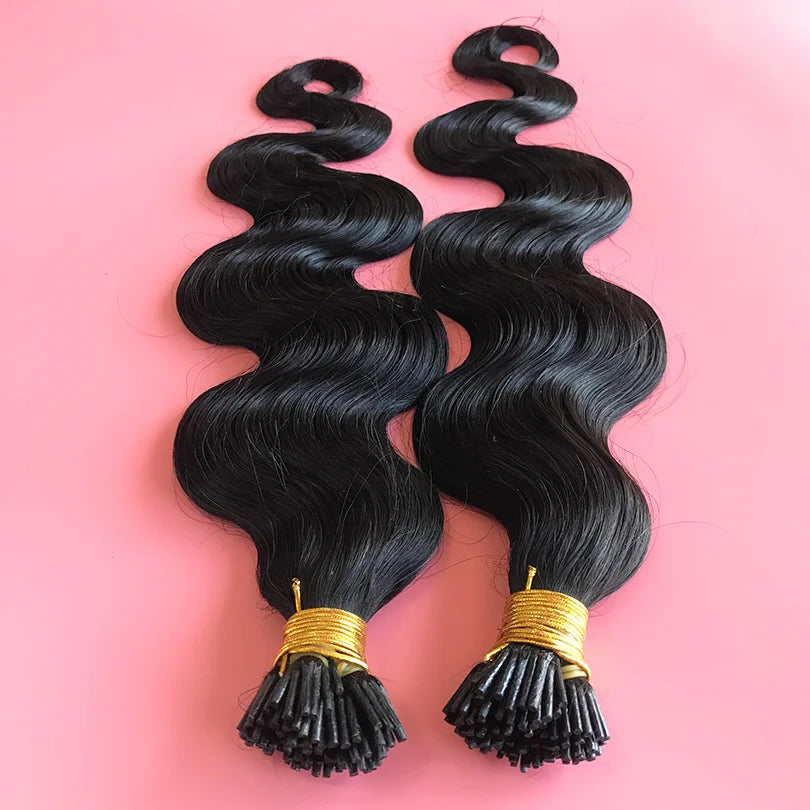 Body Wave Brazilian Remy Human I Tip Hair Bundles Extensions Microlinks Stick I Tip Hair Extensions For Women