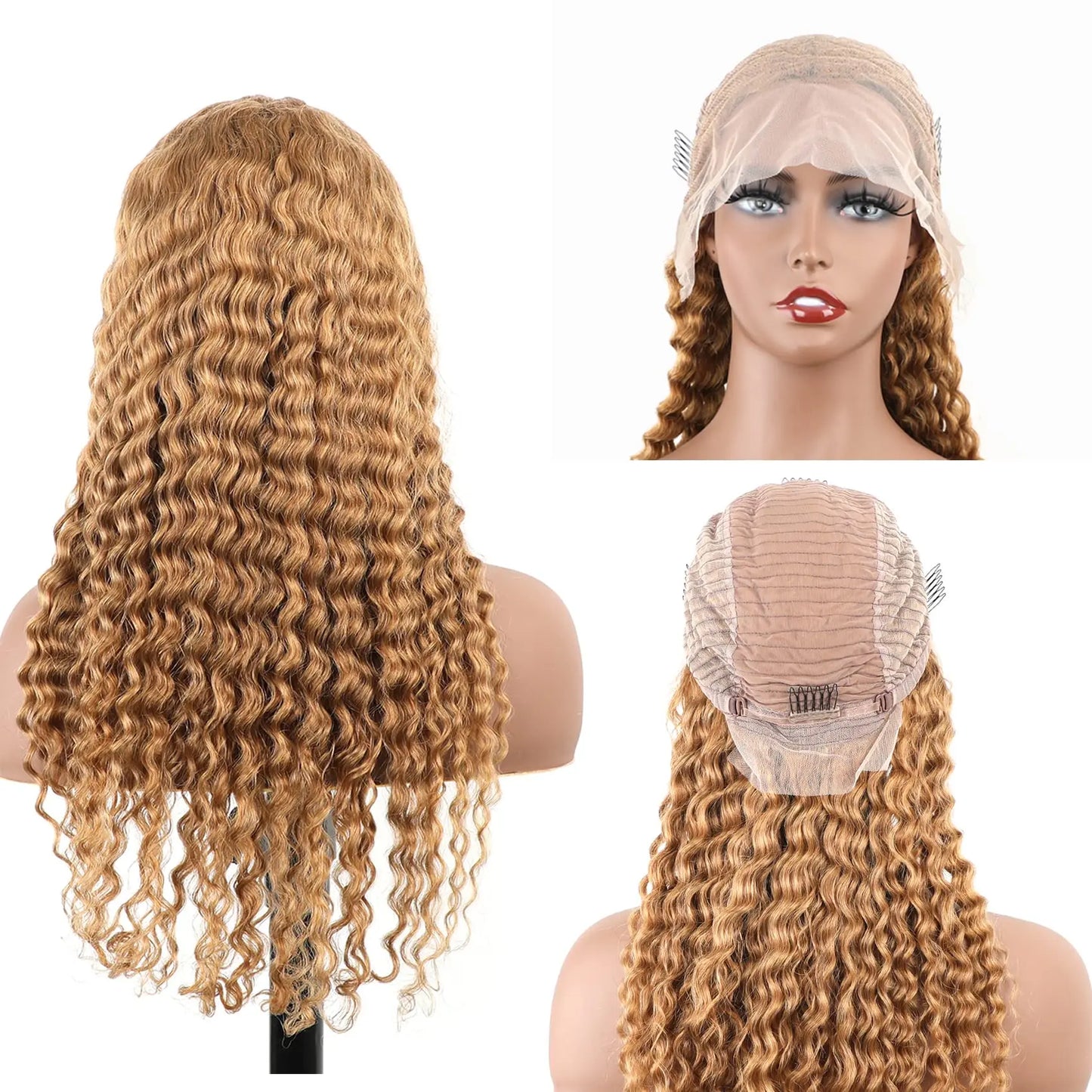 Blonde Human Hair Wig 250 Density 36 Inch Lace Front Human Hair Wig 13X6 Deep Wave Frontal Wig Brazilian Human Hair Colored Wigs