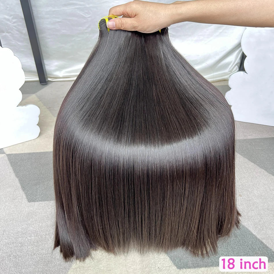 15A Bone Straight Super Double Drawn Human Hair Bundles Weave Raw Virgin Hair Extensions #1b Natural Color Can Dye #613 Color