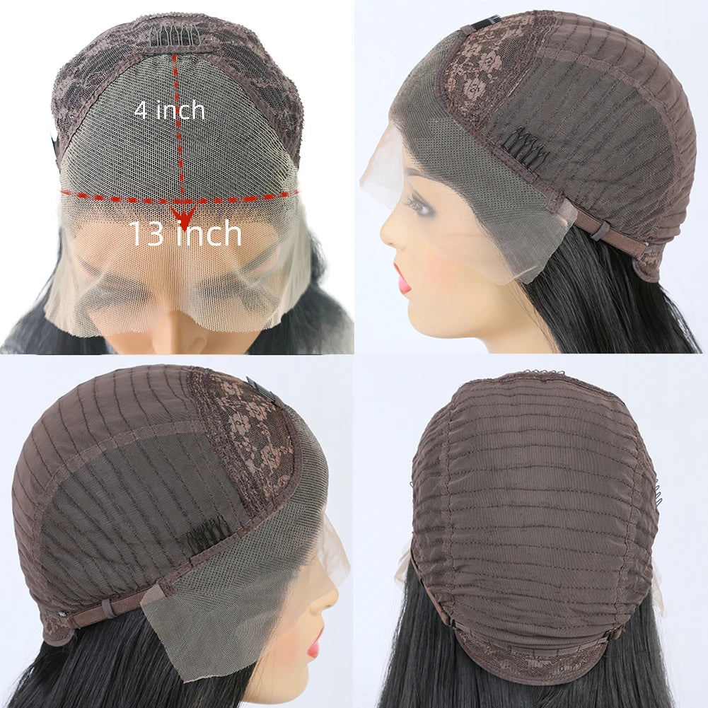 AIMEYA Synthetic Lace Front Wigs for Women Natural Hairline Synthetic Hair Lace Wig Long Brown Wig PrePlucked Cosplay Woman Wigs