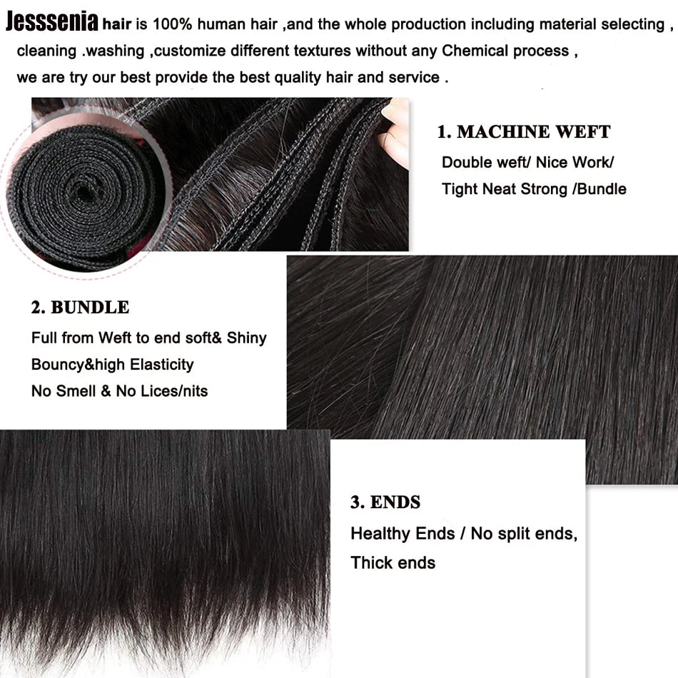 12A Raw Straight Virgin Hair Bundles With HD Frontals Meche Bresilienne Brazilian Born Straight Human Hair 3 Bundle With Closure