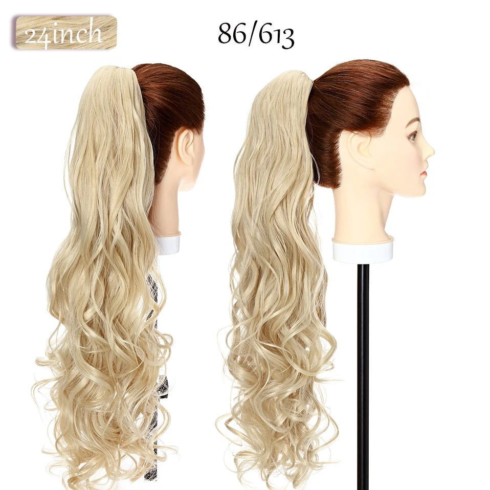 S-noilite Synthetic 18-26inch Claw Clip On Ponytail Hair Extension Ponytail Extension Hair For Women Pony Tail Hair Hairpiece