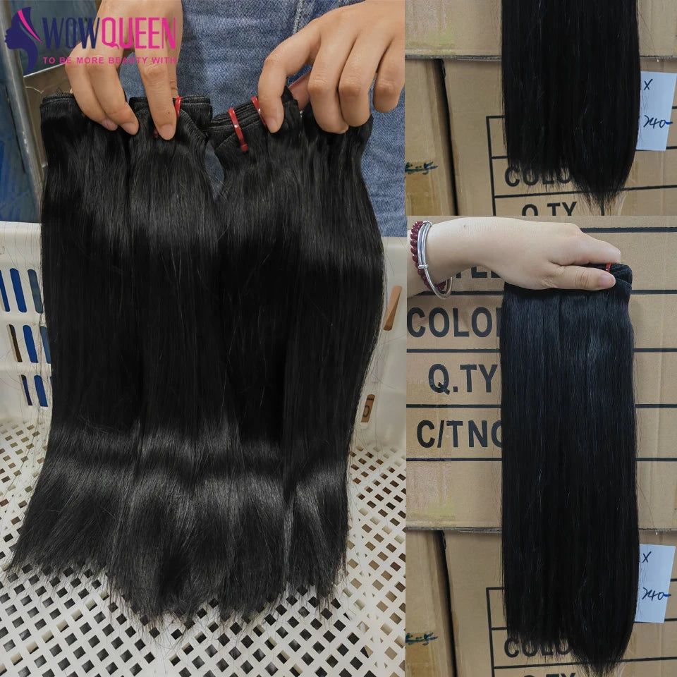 Straight Human Hair Bundles Double Drawn Thick Hair Extensions For Women Vietnamese Raw Hair Bundles Natural Black 1/2/3/4 PCS