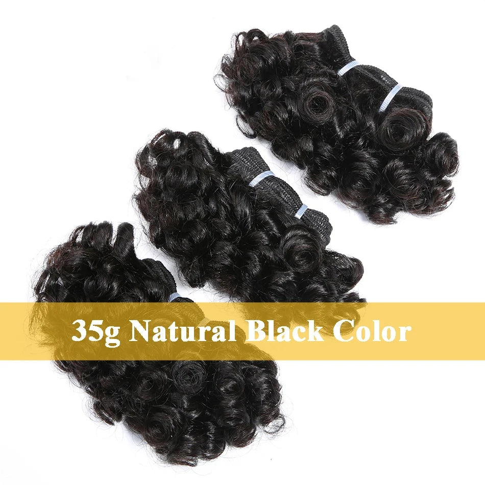 Brazilian Bouncy Curly Hair Extensions Human Hair Bundles 6inch Short Length Remy 100% Human Hair Bundles Short Curly for Women