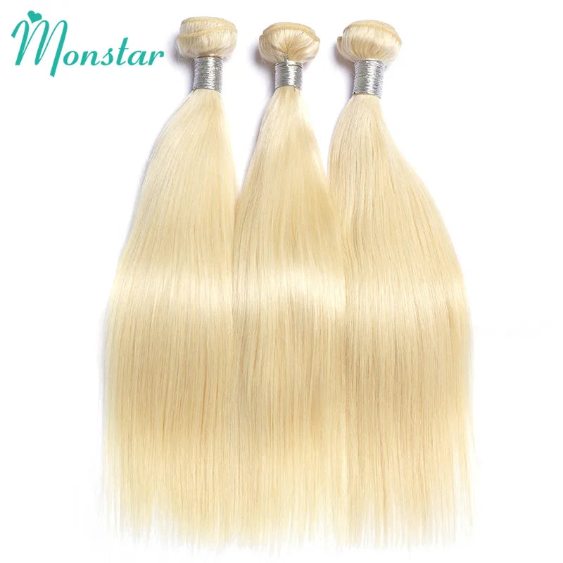 613 Blonde Colored 30 Inch Straight Human Hair Bundles Brazilian Hair Weave Bundles 100% Human Hair Bundles Remy Hair Extensions