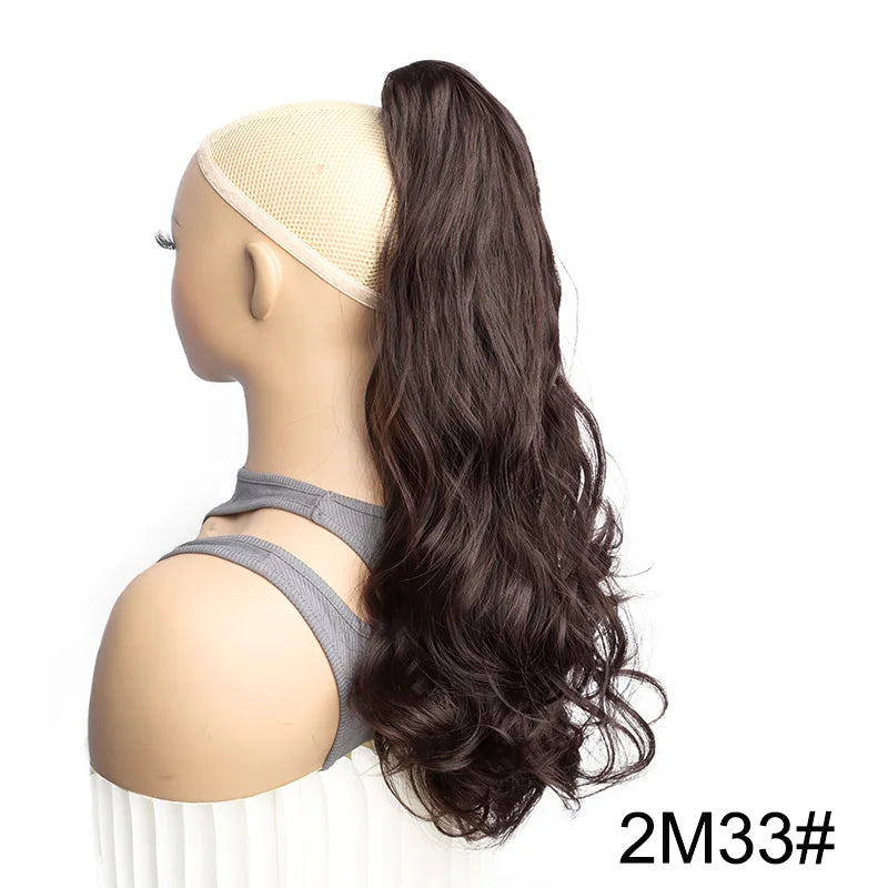 Synthetic Long Curly Wave Ponytail Claw Clip in Hair Extension Black Brown Hairpiece for Women