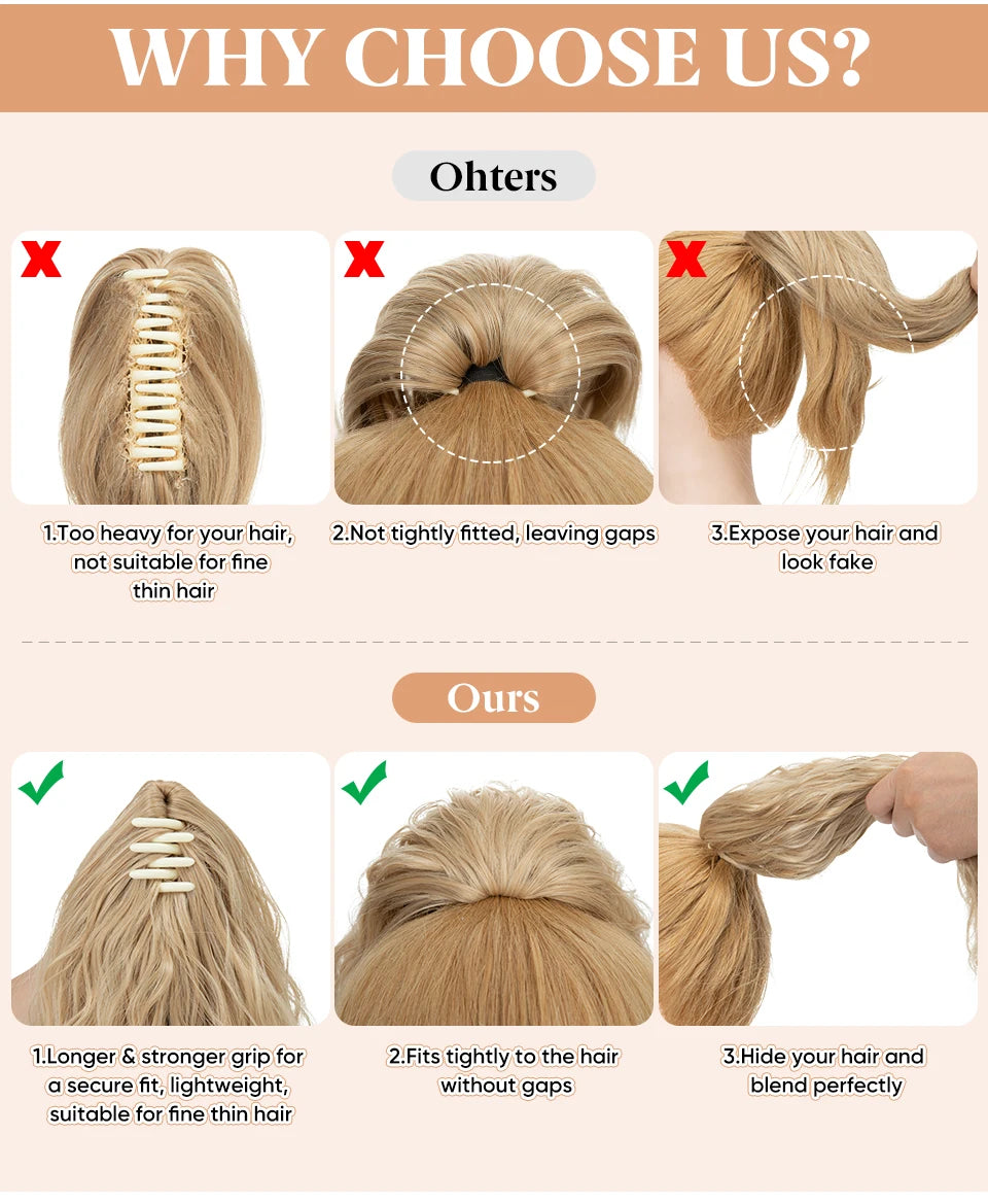 13Inch Premium Synthetic Curly Claw Clip In Ponytail Blonde Brown Short Hairpiece Fake Hair False Pigtail Hair Extensions P064