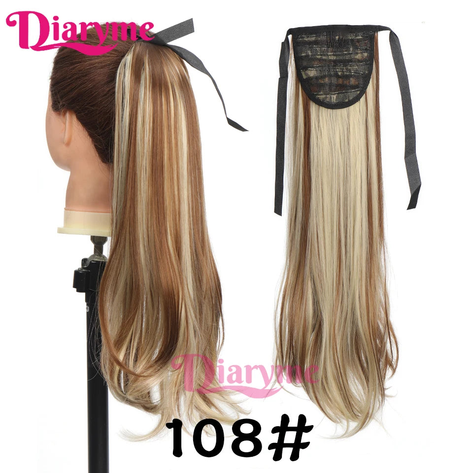 Synthetic Hairpiece Long Ponytail Hair Extensions Black Brown Wigs For Women Heat Reistan Pony Tail Fake Hair Clip In Ponytail
