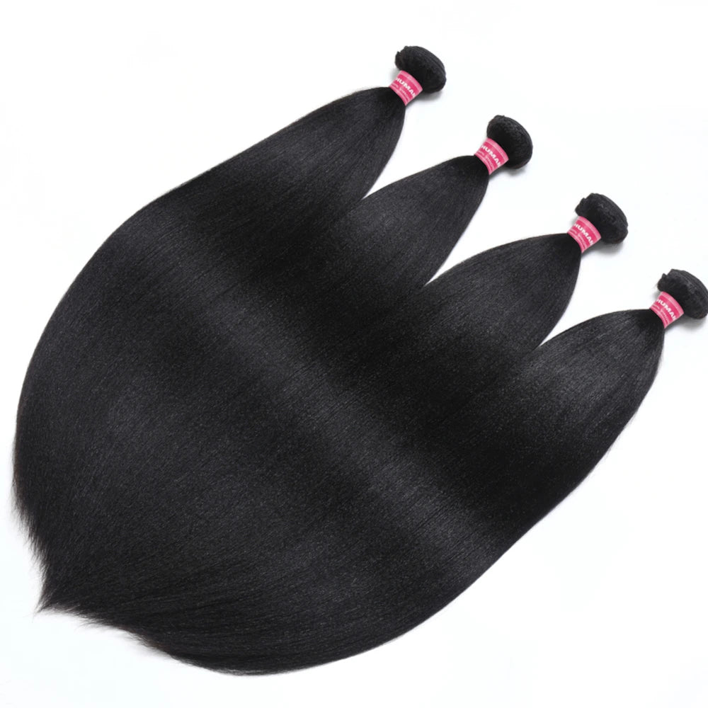 Beautyforever Real Natural 100% Human Hair Bundles Yaki Straight High Quality Brazilian Remy Human Hair Weft 3 Bundles