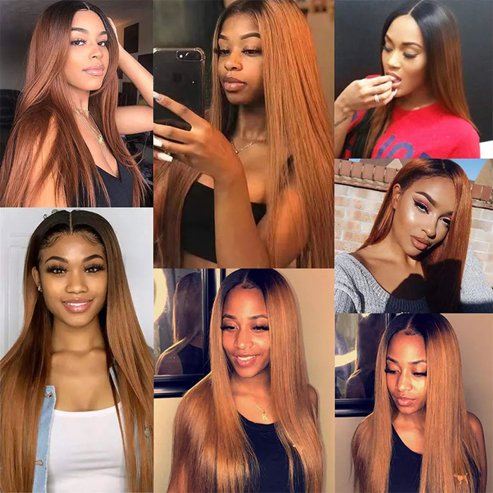 Human Hair Bundles Ombre Colored Bundles 10A Grade Bone Straight 100% Brazilian Human Hair 1/3/4 Pcs 32inches Hair Extensions