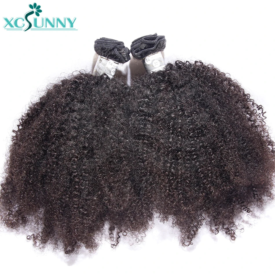 Afro Kinky Curly Human Hair Bundles Double Drawn Burmese Kinky Curly Weaves Human Hair Weft Hair Extensions For Black Women