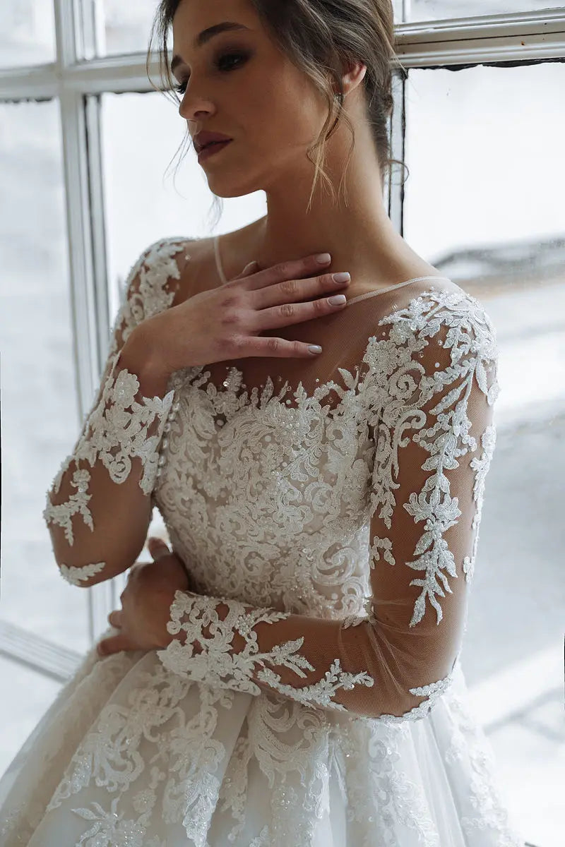 vestidos de novia Customize To Measures Wedding Dress Long Sleeves Lace Appliques Princess For Women Customize To Measurs 2024