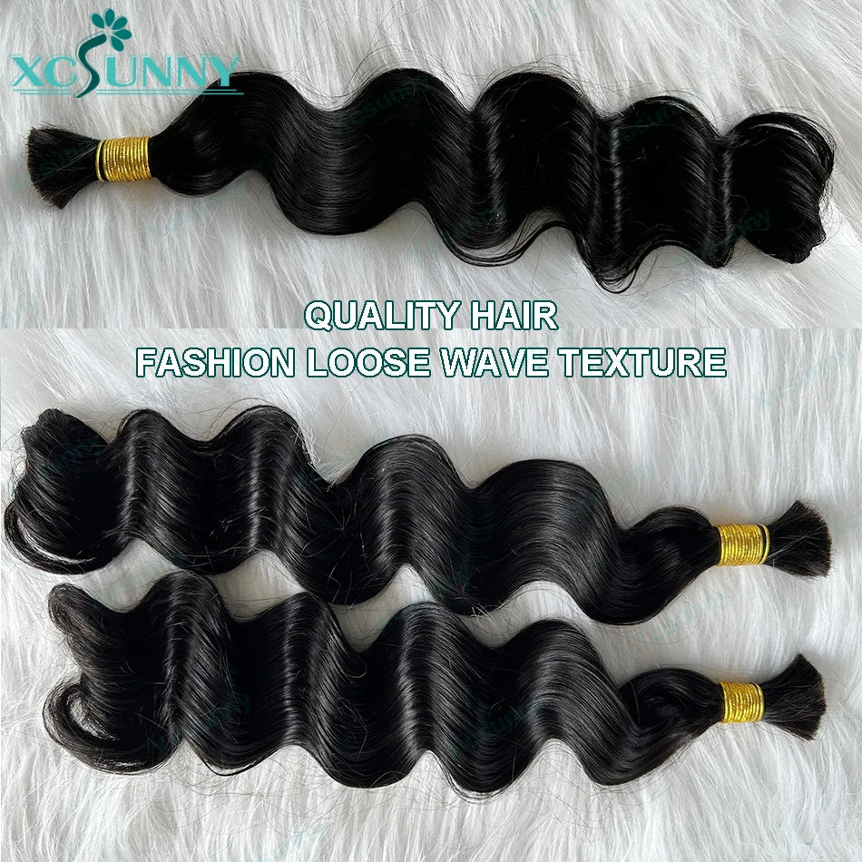 Bulk Human Hair Bundles No Weft For Braiding Loose Wave Double Drawn Wholesale Burmese Knotsless Boho Braids Extensions Color30