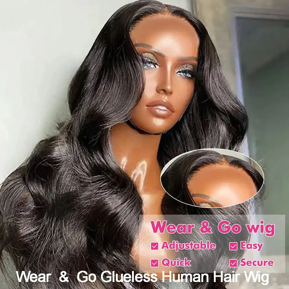 13x4 13x6 HD Lace Frontal Wig Body Wave Pull Go Glueless Human Hair Wigs with Elastic Drawstring 5x5 Closure Wig Beliself
