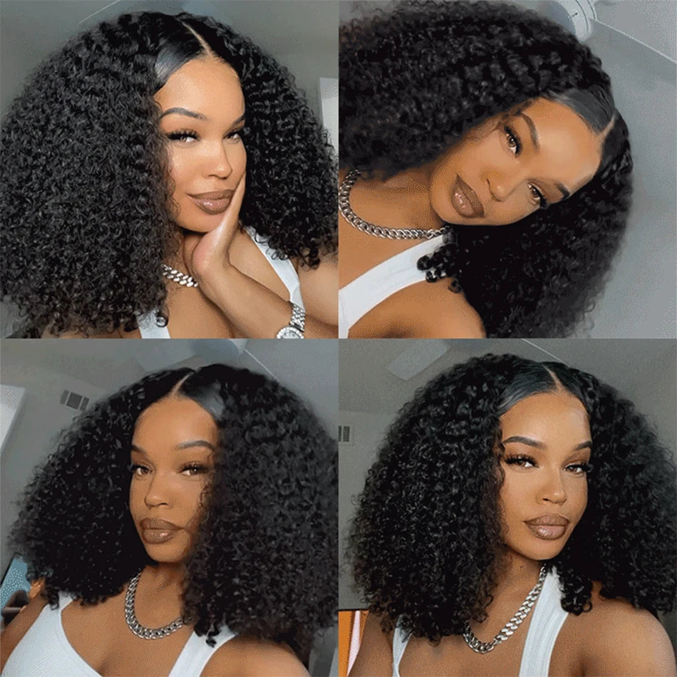 12A Glueless Wig Wear And Go Short Kinky Curly Bob Lace Front Human Hair Wigs 13x4 HD Deep Wave Lace Frontal Wigs Remy Hair