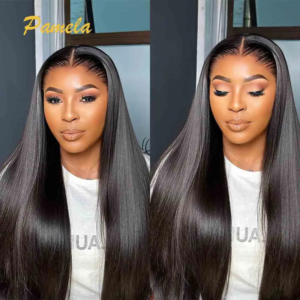400% Density Double Drawn Glueless Wig Human Hair Ready To Go Bone Straight 13X6 HD Transparent Lace Frontal Wig Bleached Knots