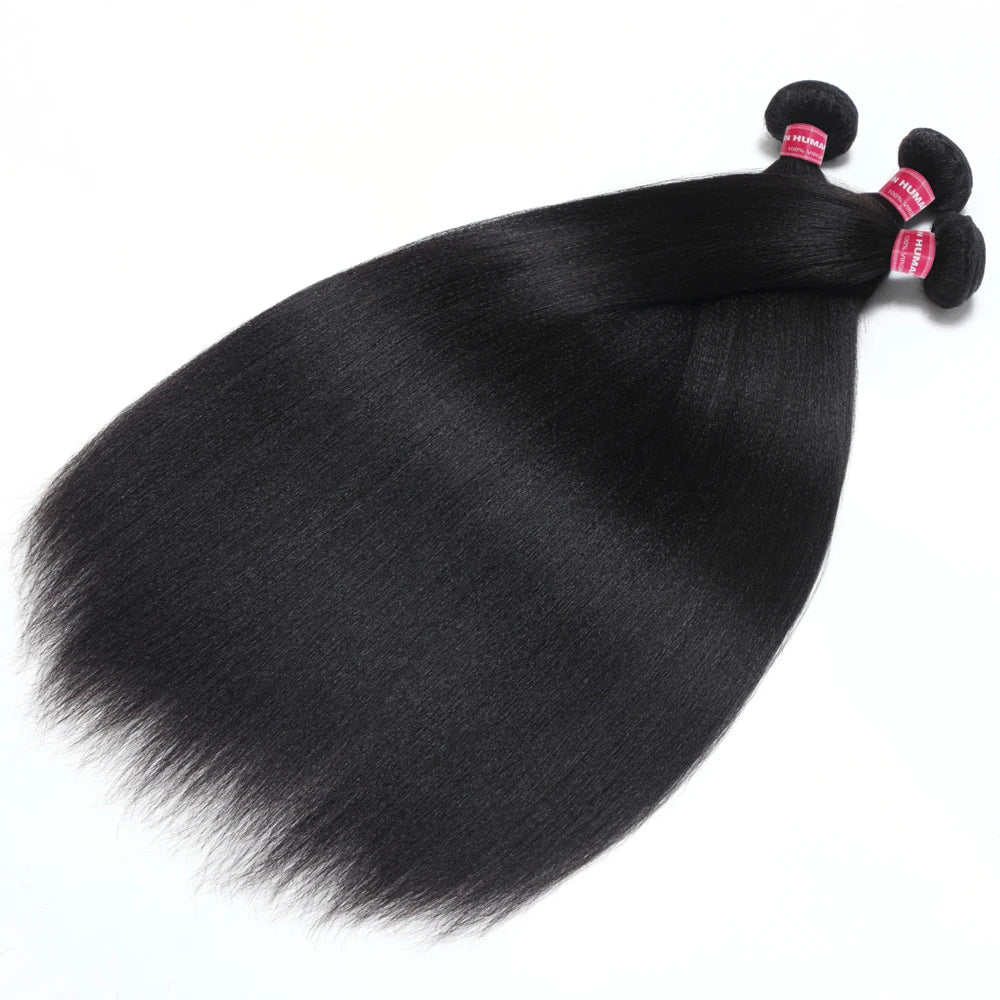 Beautyforever Real Natural 100% Human Hair Bundles Yaki Straight High Quality Brazilian Remy Human Hair Weft 3 Bundles