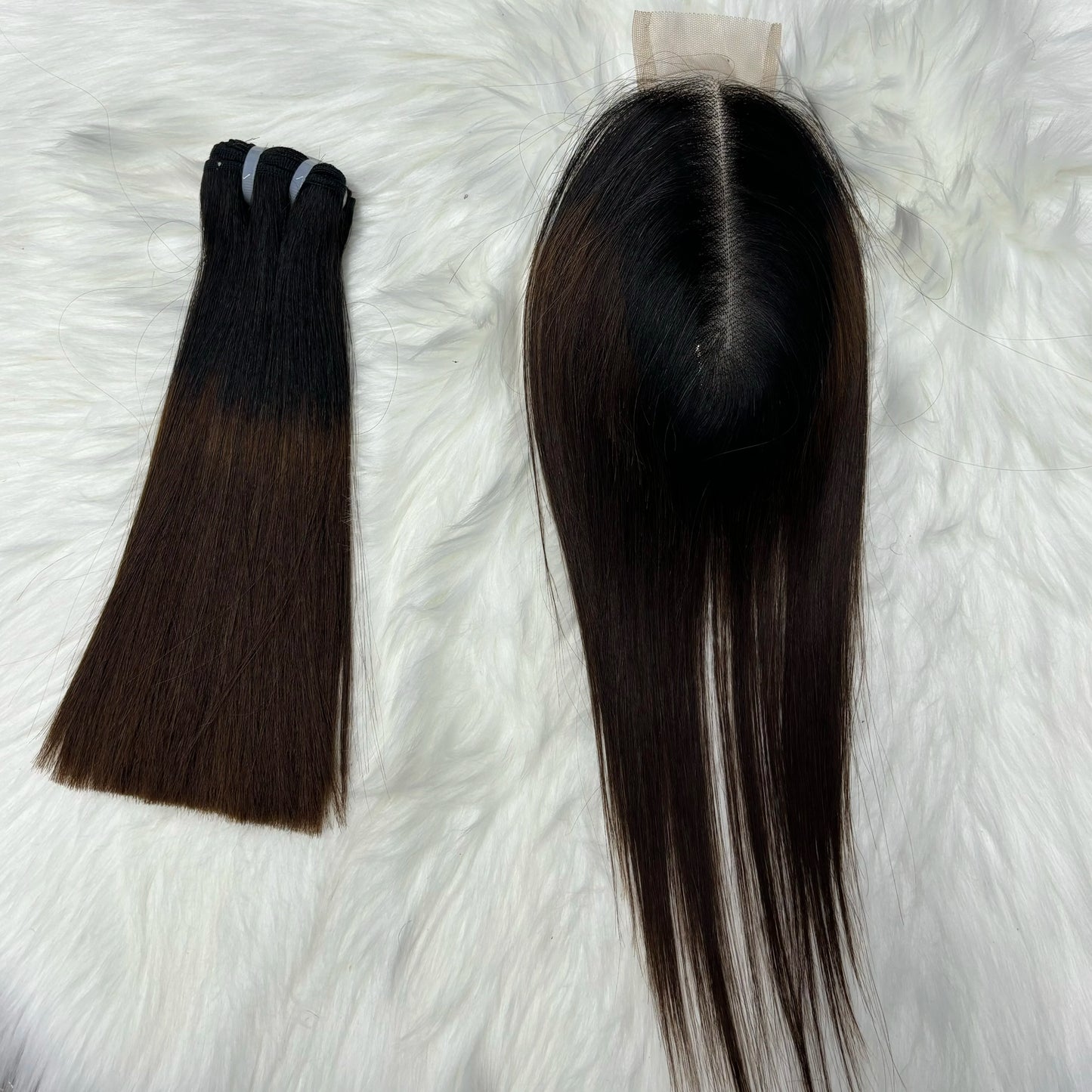 2X6 Lace Frontal Colored Vietnamese Human Hair Bundles and Closure Double Drawn Ombre Color Remy Human Hair Extensions