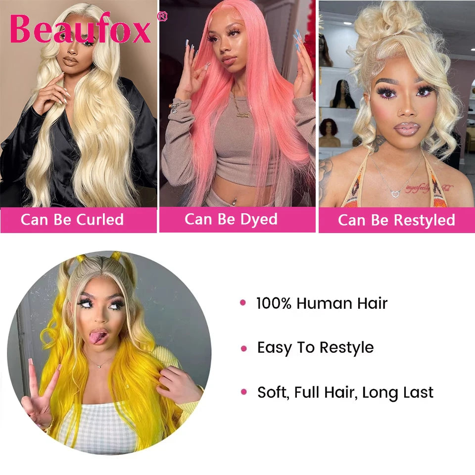 Beaufox 613 Blonde Straight Hair Bundles Brazilian Straight Human Hair Bundles Honey Blonde Human Hair Weave 1/3/4 Bundles 30"